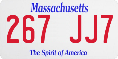 MA license plate 267JJ7
