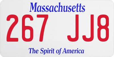 MA license plate 267JJ8