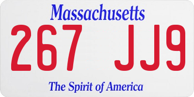 MA license plate 267JJ9