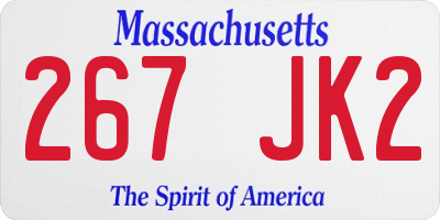 MA license plate 267JK2