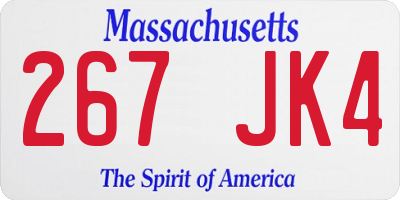 MA license plate 267JK4