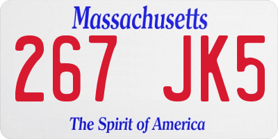 MA license plate 267JK5