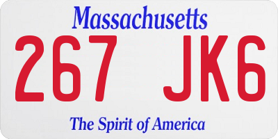 MA license plate 267JK6