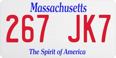 MA license plate 267JK7