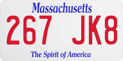 MA license plate 267JK8