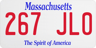 MA license plate 267JL0
