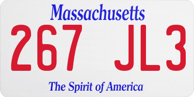 MA license plate 267JL3