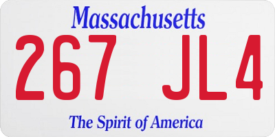 MA license plate 267JL4