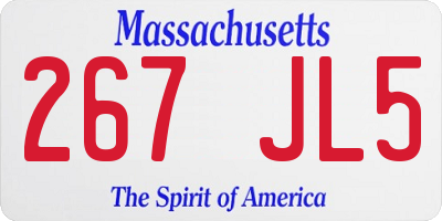 MA license plate 267JL5