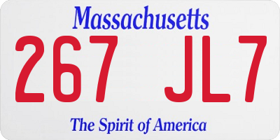 MA license plate 267JL7