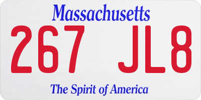 MA license plate 267JL8