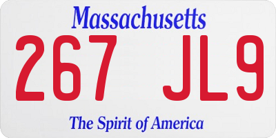 MA license plate 267JL9