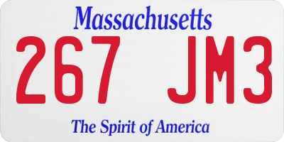 MA license plate 267JM3