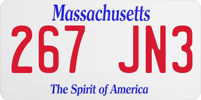 MA license plate 267JN3