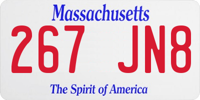 MA license plate 267JN8