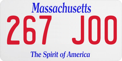 MA license plate 267JO0