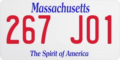 MA license plate 267JO1