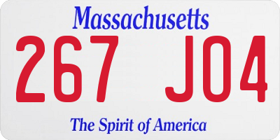 MA license plate 267JO4