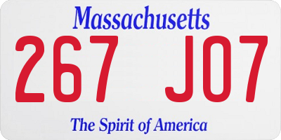 MA license plate 267JO7