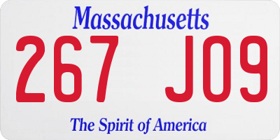 MA license plate 267JO9