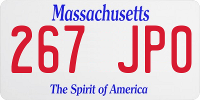 MA license plate 267JP0