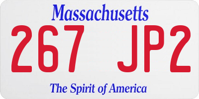 MA license plate 267JP2