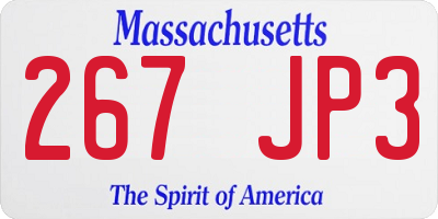 MA license plate 267JP3