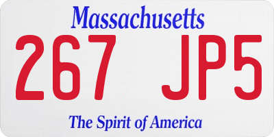 MA license plate 267JP5