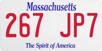 MA license plate 267JP7