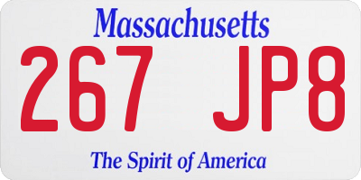 MA license plate 267JP8