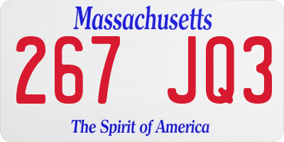 MA license plate 267JQ3