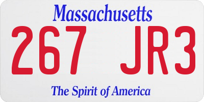 MA license plate 267JR3