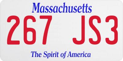MA license plate 267JS3