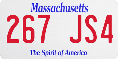 MA license plate 267JS4