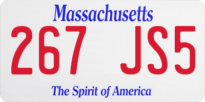 MA license plate 267JS5