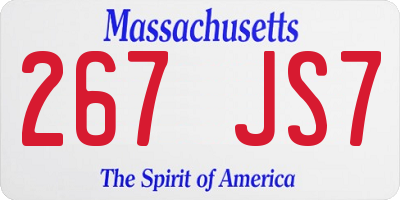 MA license plate 267JS7