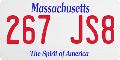 MA license plate 267JS8