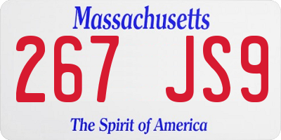 MA license plate 267JS9