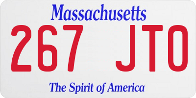 MA license plate 267JT0