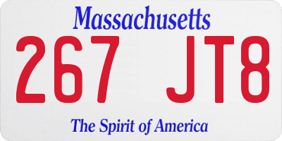 MA license plate 267JT8
