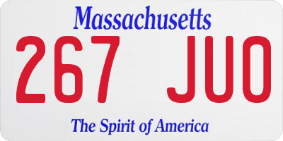 MA license plate 267JU0