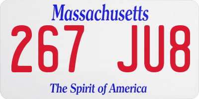 MA license plate 267JU8