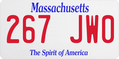MA license plate 267JW0