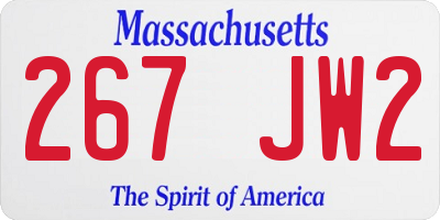MA license plate 267JW2