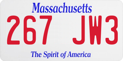 MA license plate 267JW3
