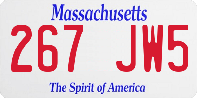 MA license plate 267JW5