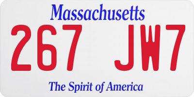 MA license plate 267JW7