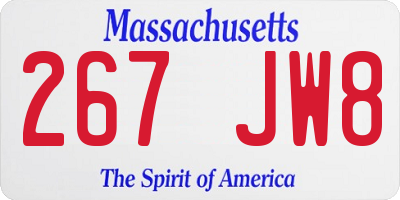 MA license plate 267JW8