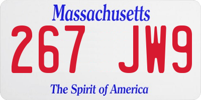 MA license plate 267JW9