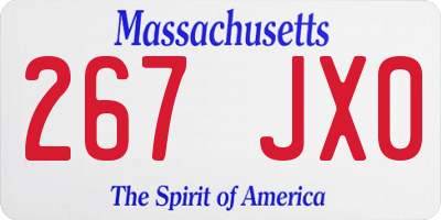 MA license plate 267JX0